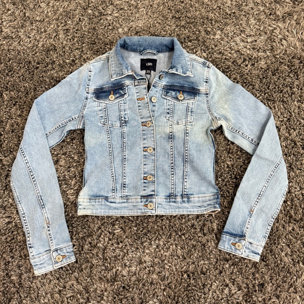 YMI Cropped Jean Jacket in Light Blue, Size M